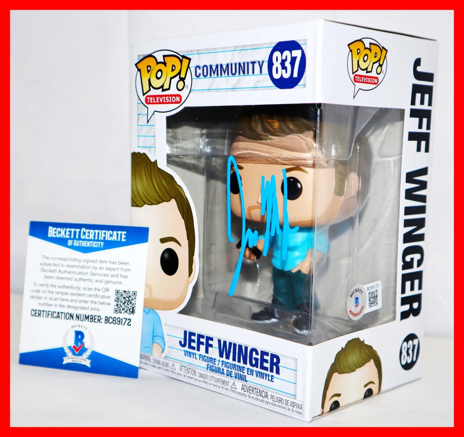 Joel McHale — 🔥 Joel McHale Signed Autographed Jeff Winger Community Funko Pop Beckett PSA
