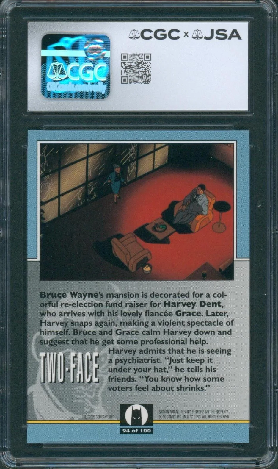 Richard Moll — Richard Moll Signed Card Batman Animated Series Two-Face Mint 9 CGC x JSA SLAB, изображение 2