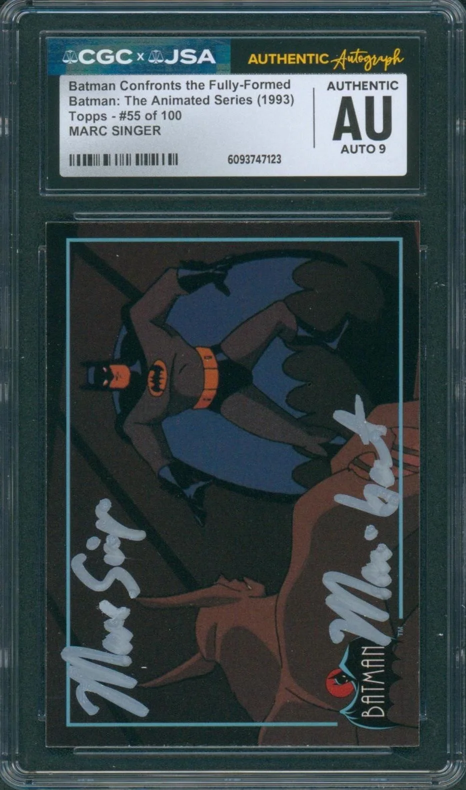 Marc Singer — Marc Singer Signed Card Batman Animated Series Man-Bat Autograph CGC x JSA SLAB
