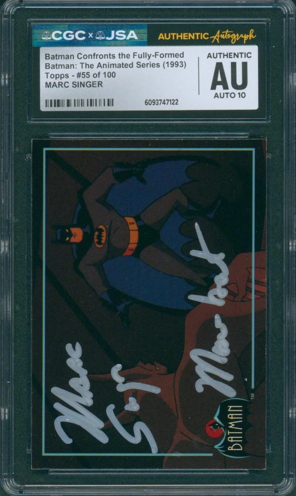 Marc Singer — Marc Singer Signed Card Batman Animated Series Man-Bat Autograph CGC x JSA SLAB
