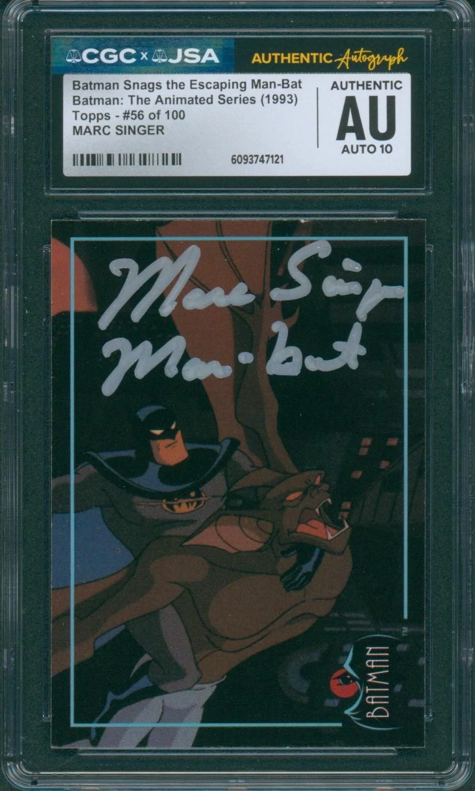 Marc Singer — Marc Singer Signed Card Batman Animated Series Man-Bat Autograph CGC x JSA SLAB