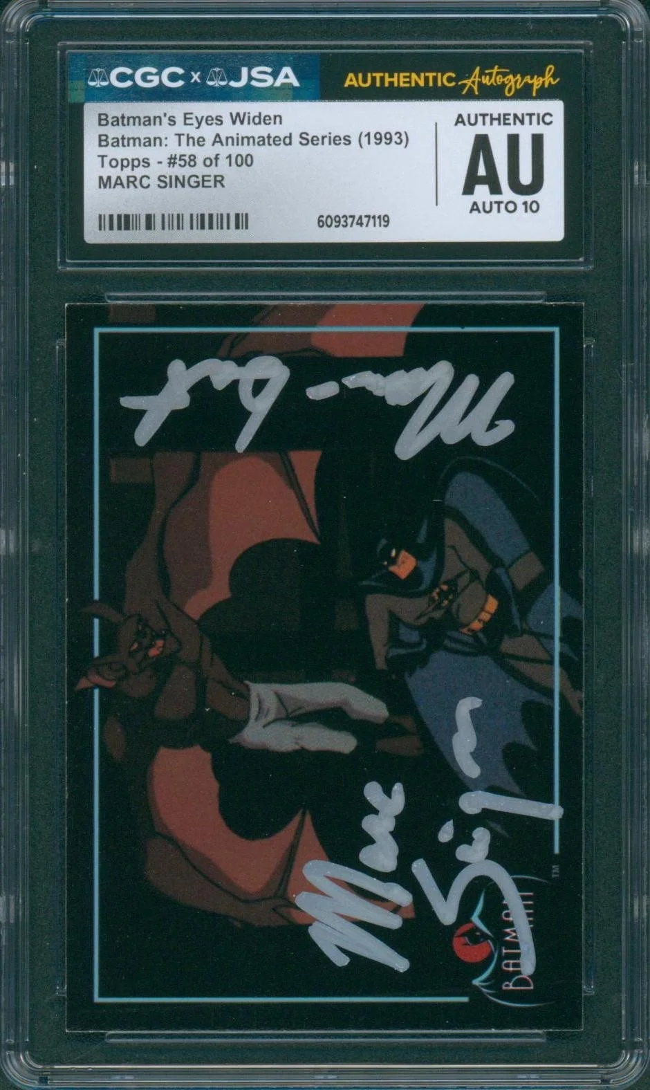 Marc Singer — Marc Singer Signed Card Batman Animated Series Man-Bat Autograph CGC x JSA SLAB
