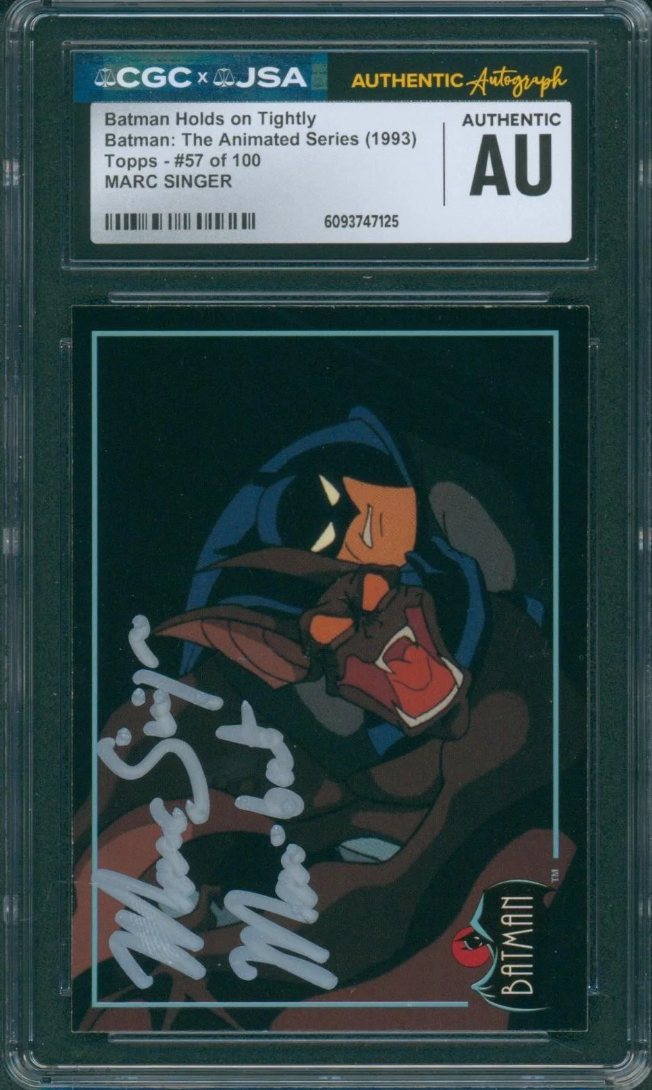 Marc Singer — Marc Singer Signed Card Batman Animated Series Man-Bat Autograph CGC x JSA SLAB