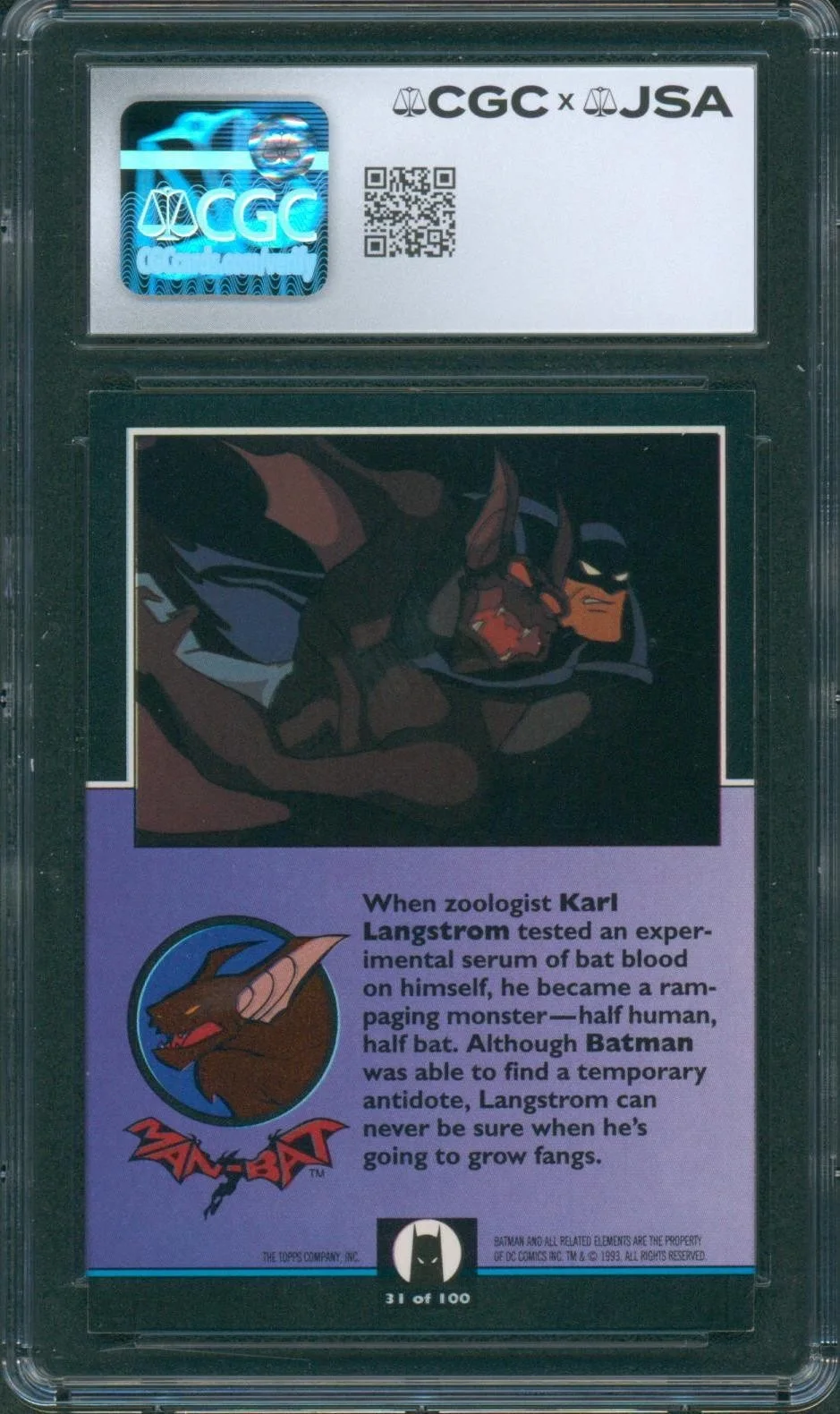 Marc Singer — Marc Singer Signed Card Batman Animated Series Man-Bat Autograph CGC x JSA SLAB, изображение 2