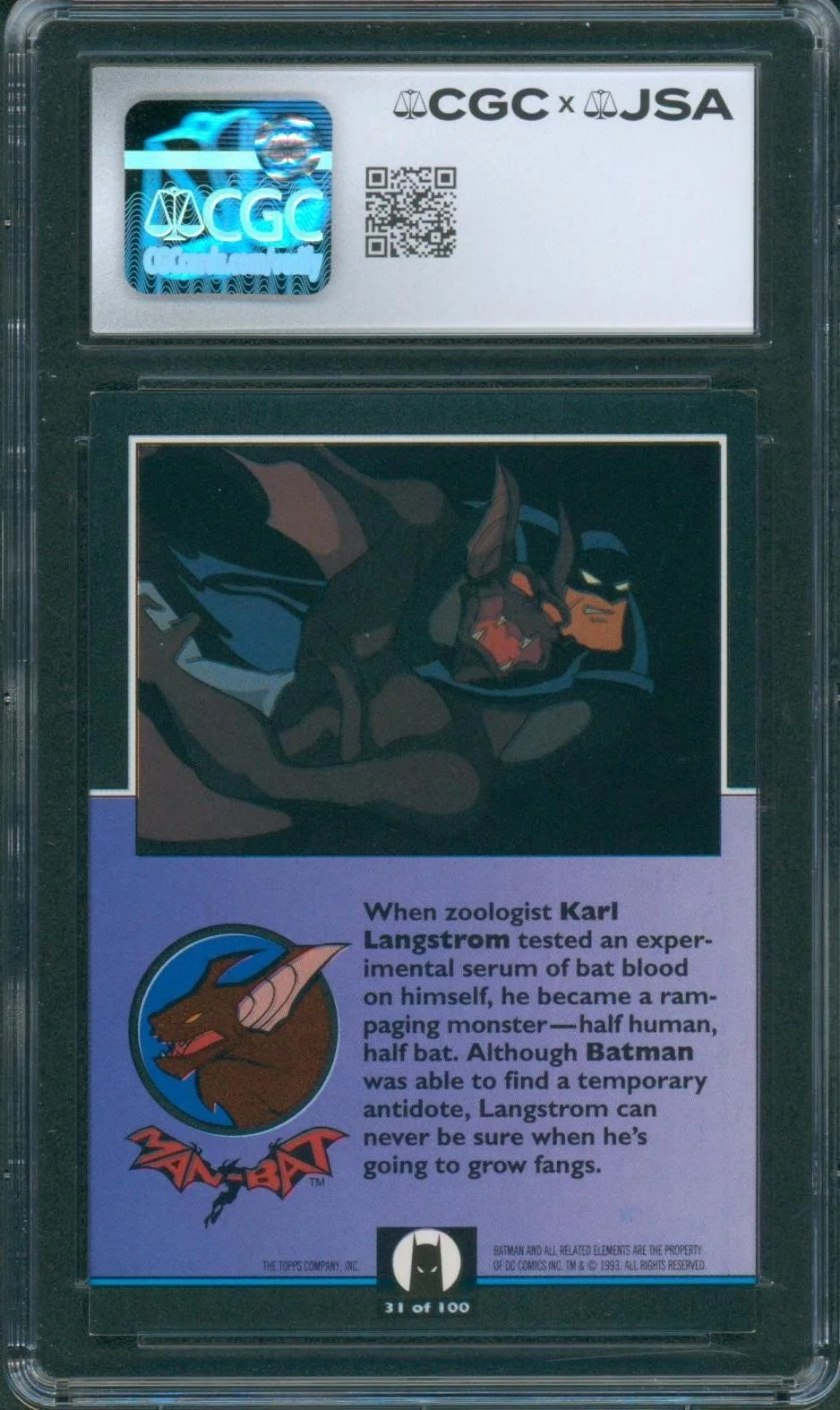 Marc Singer — Marc Singer Signed Card Batman Animated Series Man-Bat Autograph CGC x JSA SLAB, изображение 2