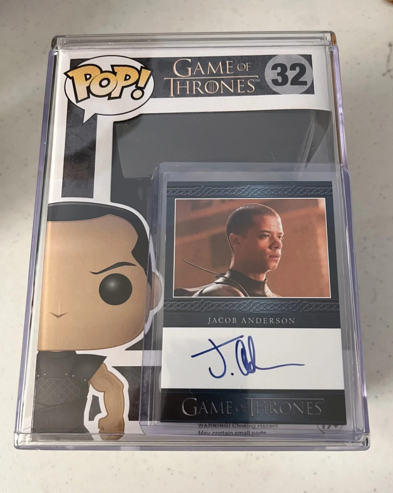 George R. R. Martin Signed Game of Thrones Funko Pop Grey Worm Signed Card Jacob, изображение 2