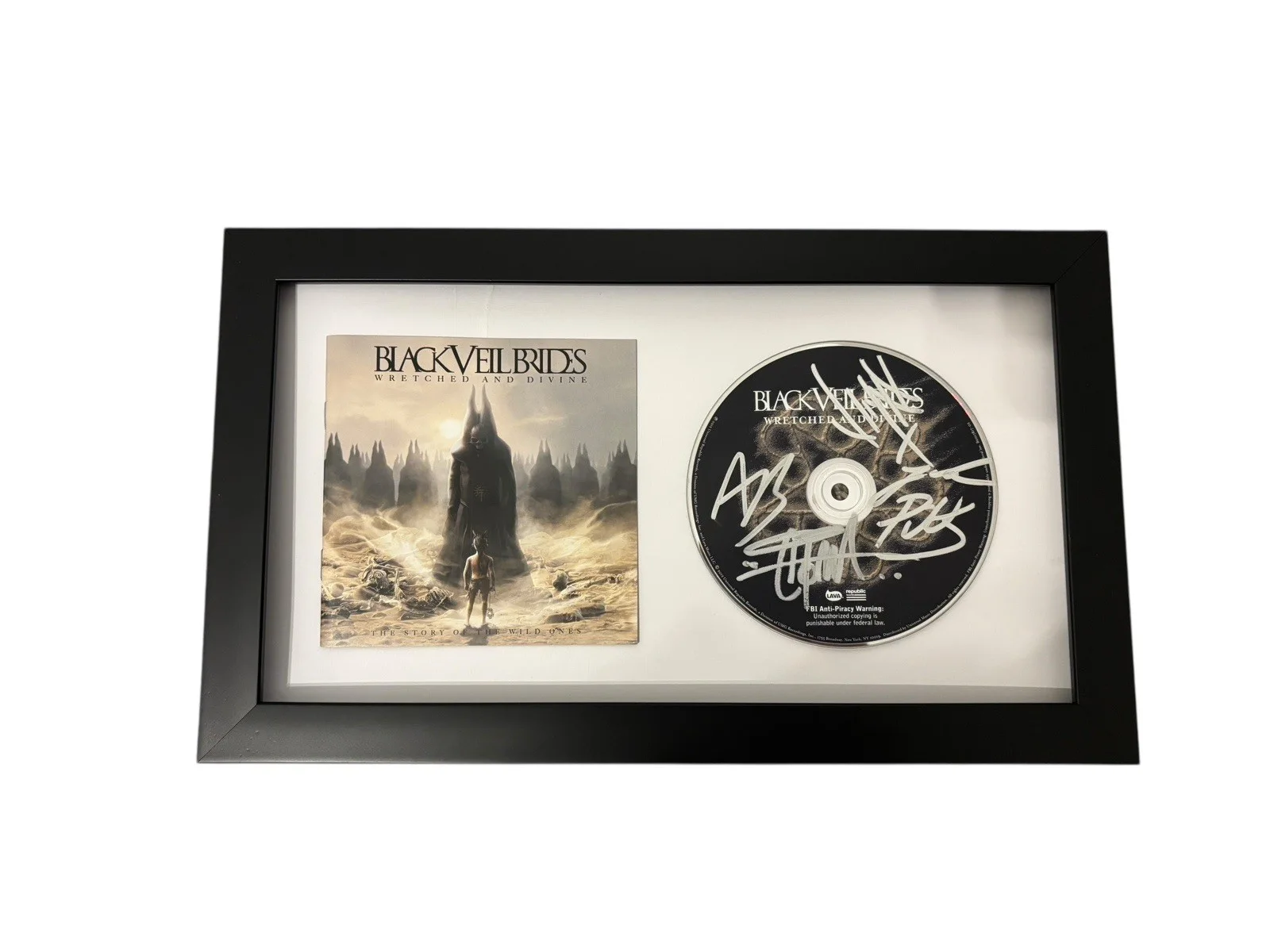 BLACK VEIL BRIDES SIGNED AUTOGRAPH x4 WRETCHED DIVINE FRAMED CD ANDY +3 JSA COA, image 3