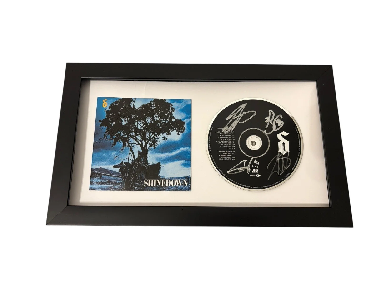 SHINEDOWN SIGNED AUTOGRAPH x4 LEAVE A WHISPER FRAMED CD BRENT SMITH +3 JSA COA, изображение 3