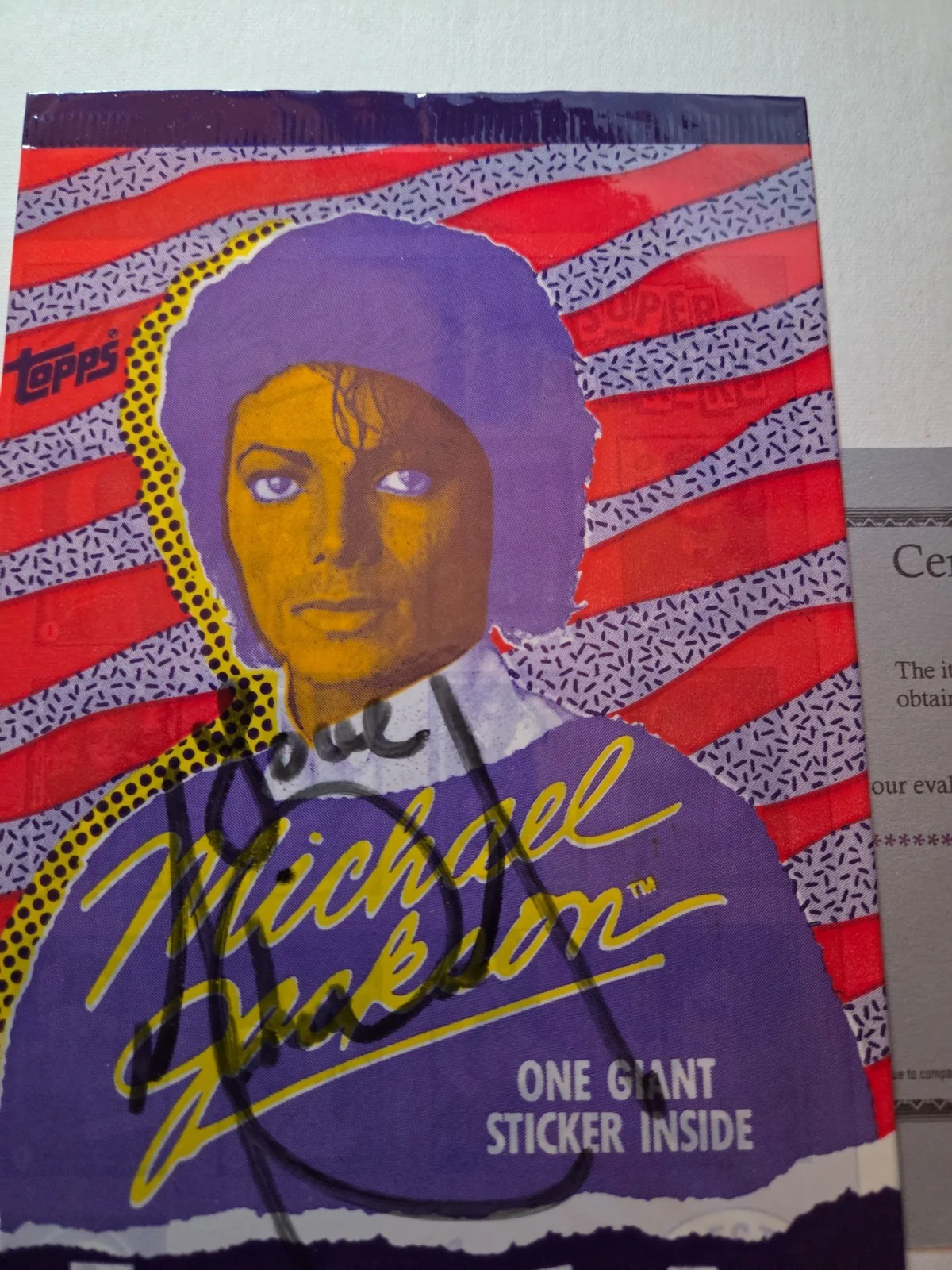 MICHAEL JACKSON signed 1984 TOPPS wax/foil sealed pack coa/hologram ~rare nm/mt, image 2