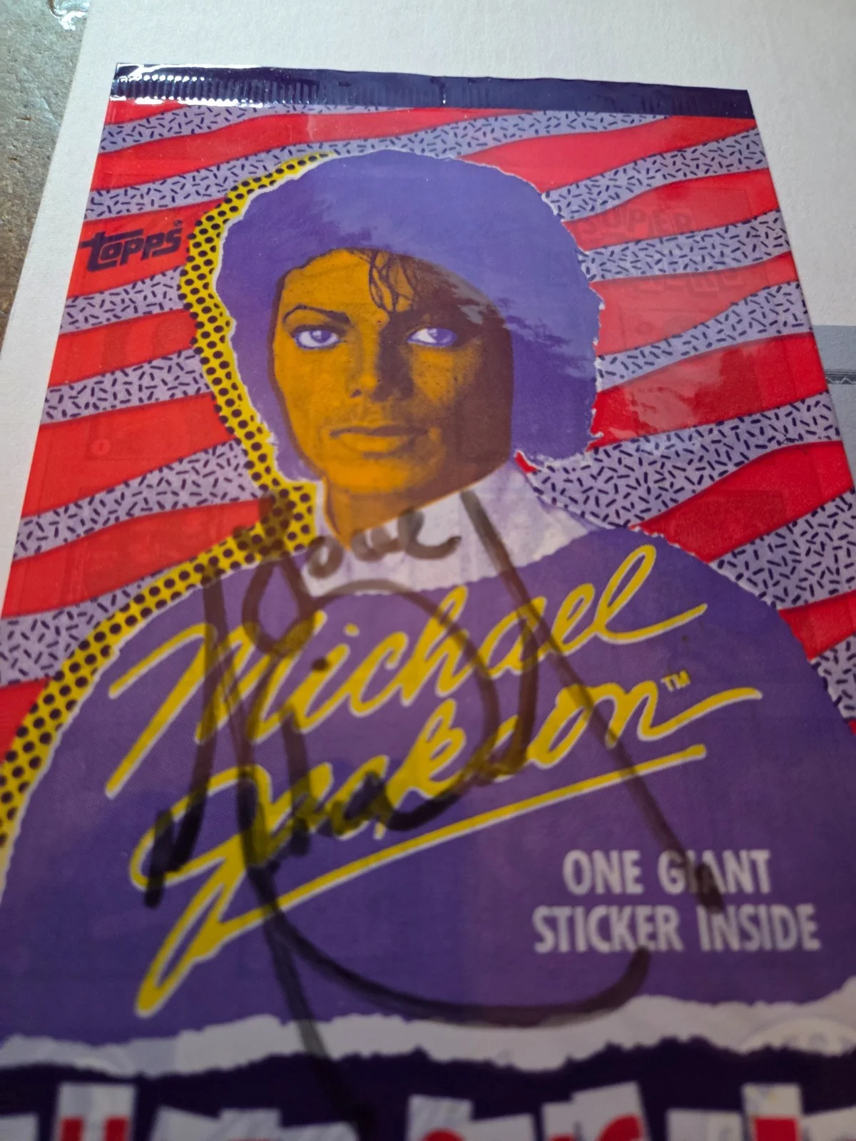 MICHAEL JACKSON signed 1984 TOPPS wax/foil sealed pack coa/hologram ~rare nm/mt, image 3