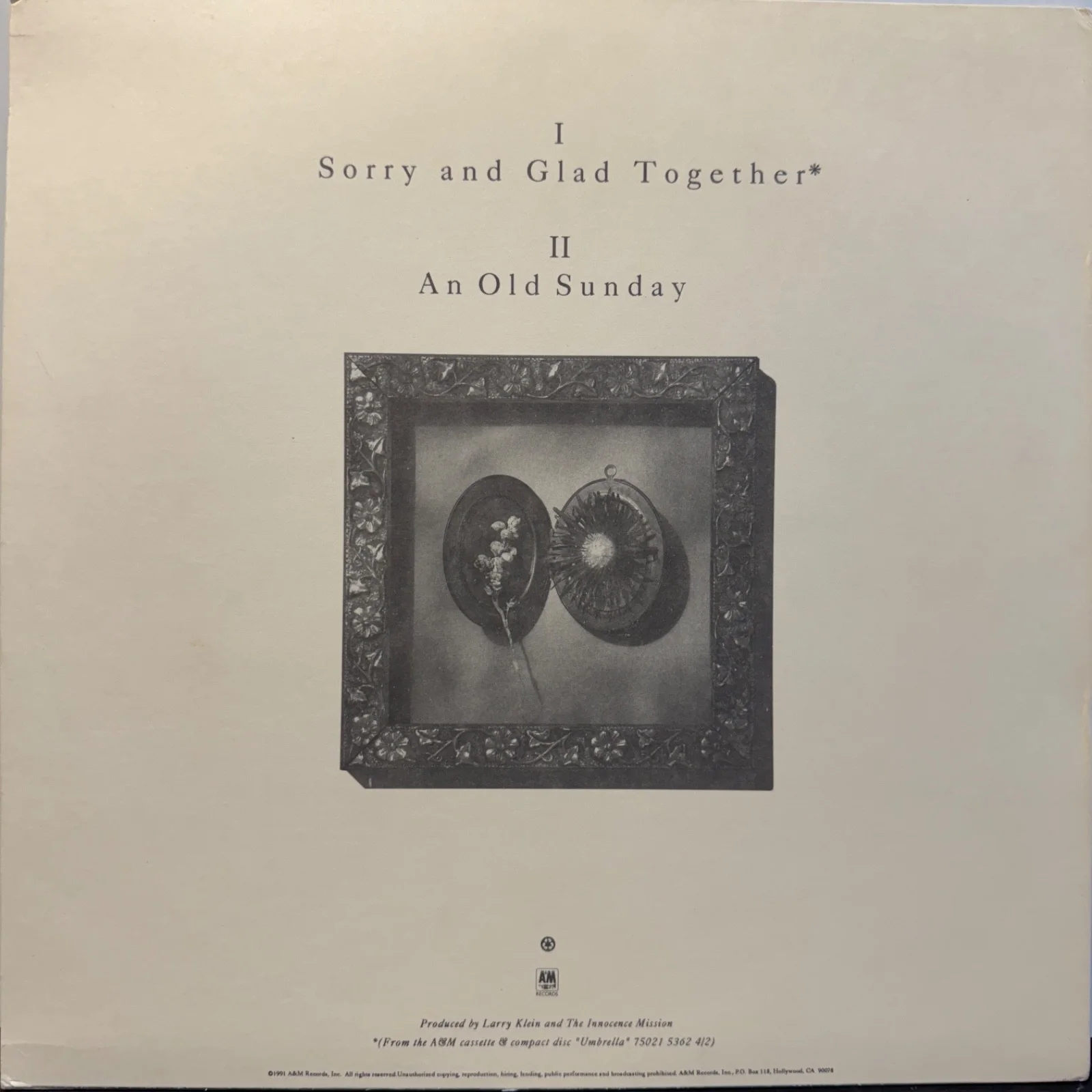 AUTOGRAPHED - THE INNOCENCE MISSION "Sorry and Glad Together" A&M promo vinyl US, изображение 2