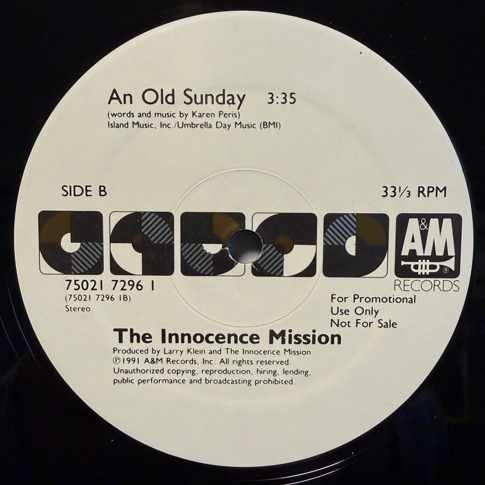 AUTOGRAPHED - THE INNOCENCE MISSION "Sorry and Glad Together" A&M promo vinyl US, изображение 4