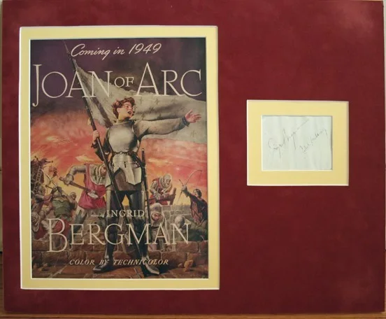 Ingrid Bergman and another — Ingrid Bergman autograph framed with vintage magazine cover. Autograph is light