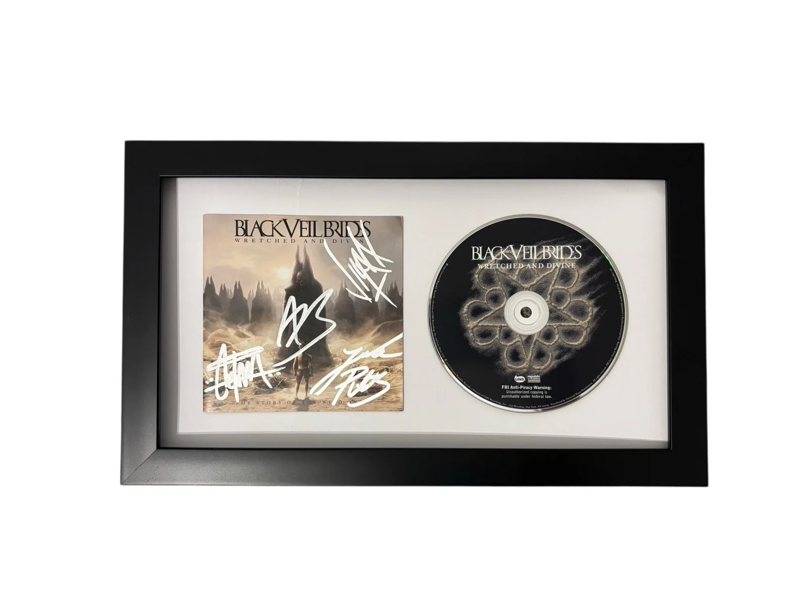 BLACK VEIL BRIDES SIGNED AUTOGRAPH x4 WRETCHED DIVINE FRAMED CD ANDY +3 JSA COA, image 3