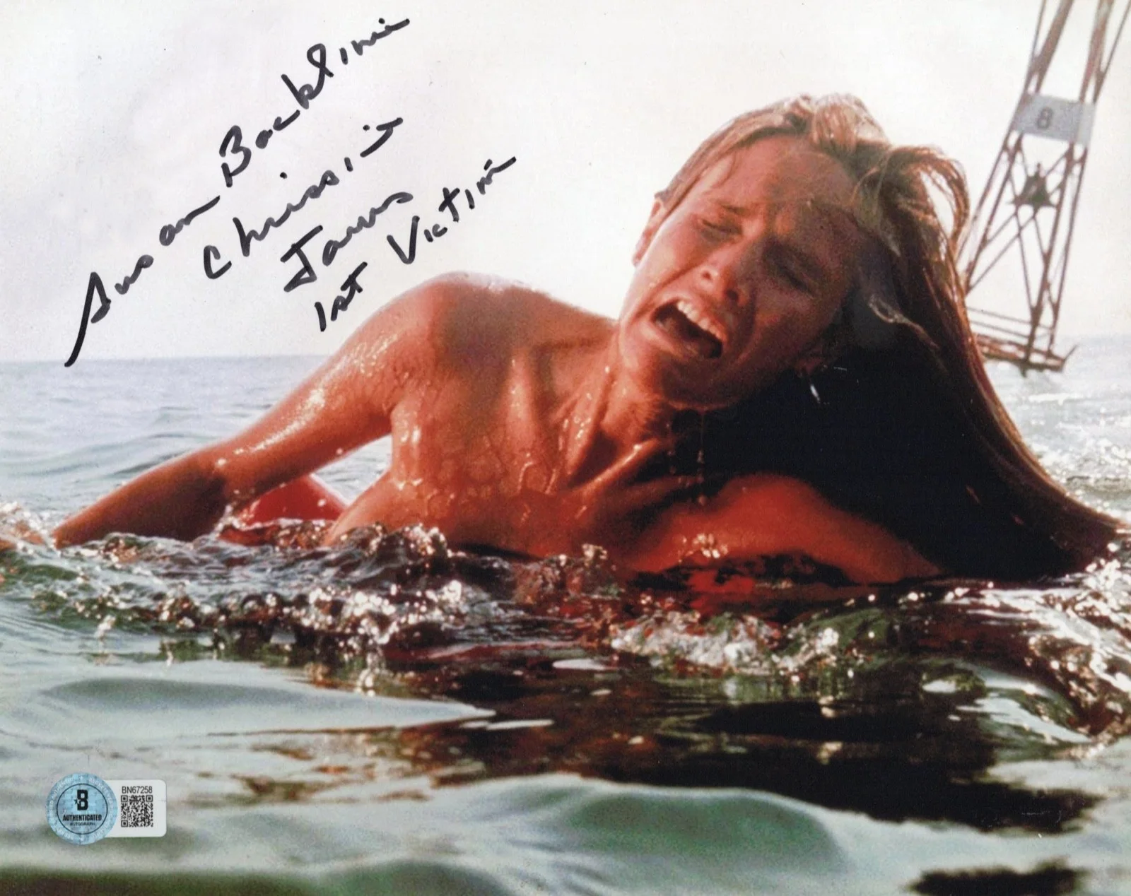 Susan Backlinie — Susan Backlinie CHRISSIE Autographed Signed JAWS 8x10 Photo Beckett BAS