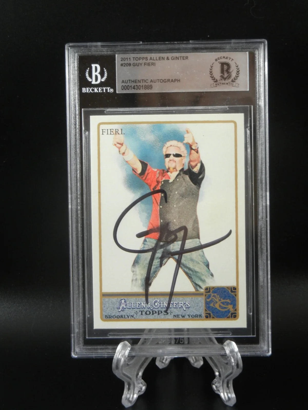 GUY FIERI — GUY FIERI SIGNED 2011 TOPPS ALLEN & GINTER TRADING CARD beckett slabbed