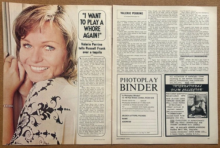 VALERIE PERRINE - 1975 Full page UK magazine poster feature, изображение 2
