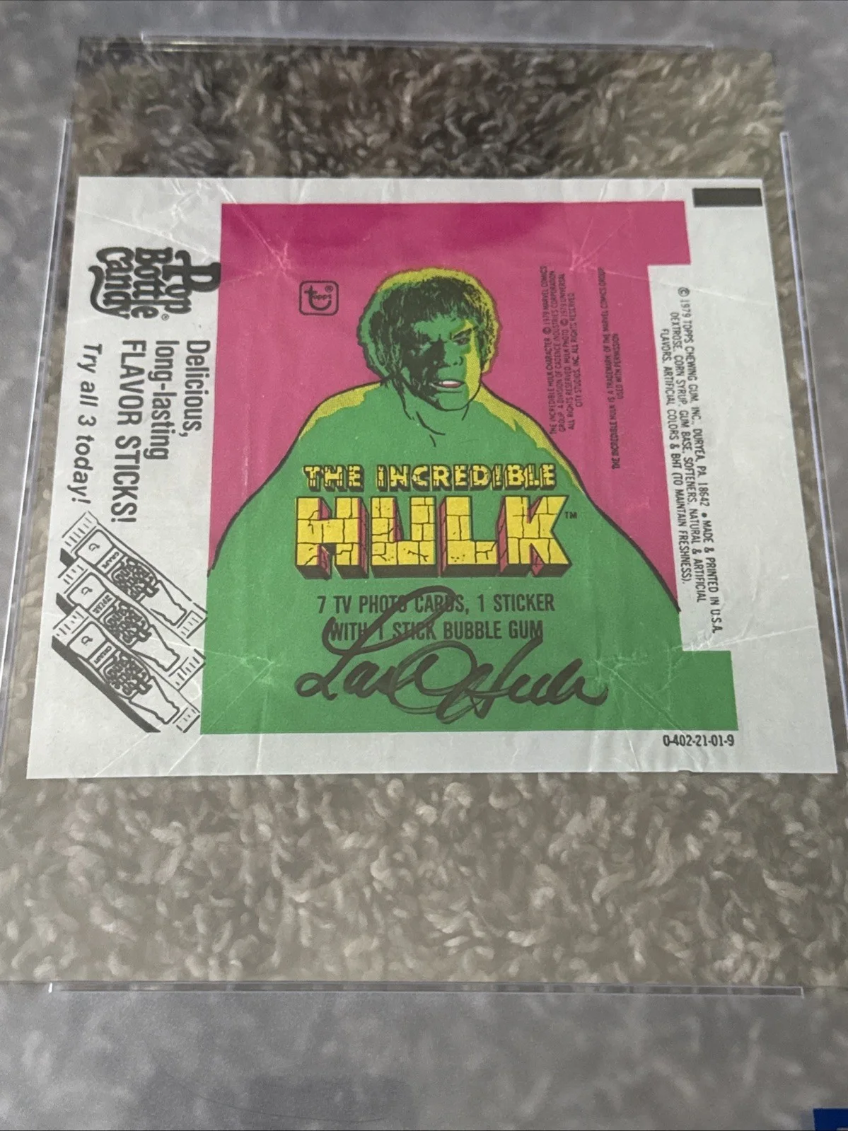Lou Ferrigno Autographed Topps Incredible Hulk Pack Wrapper PSA Slabbed Signed, image 2