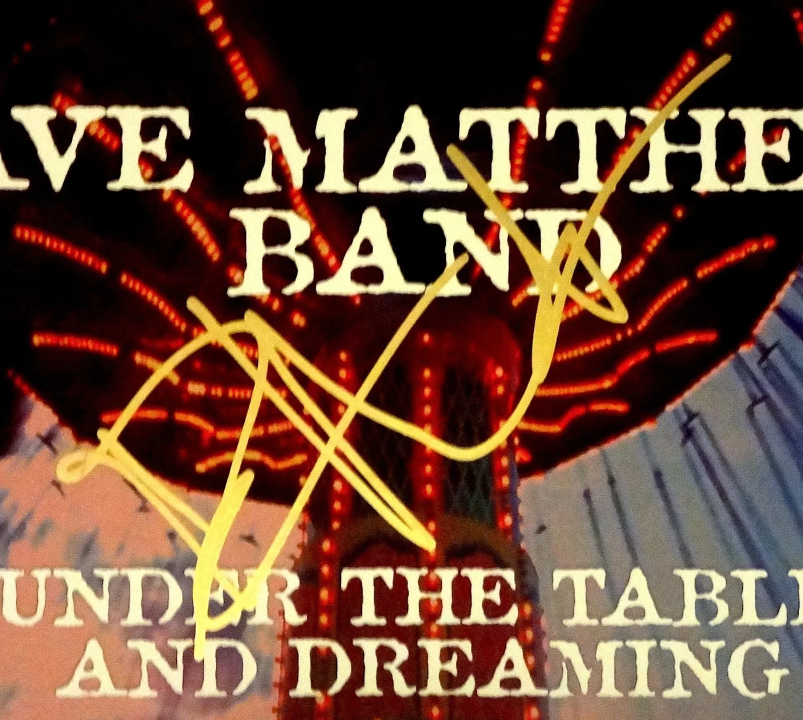 DAVE MATTHEWS DMB HAND SIGNED AUTOGRAPHED UNDER TABLE AND DREAMING ALBUM PROOF, image 2