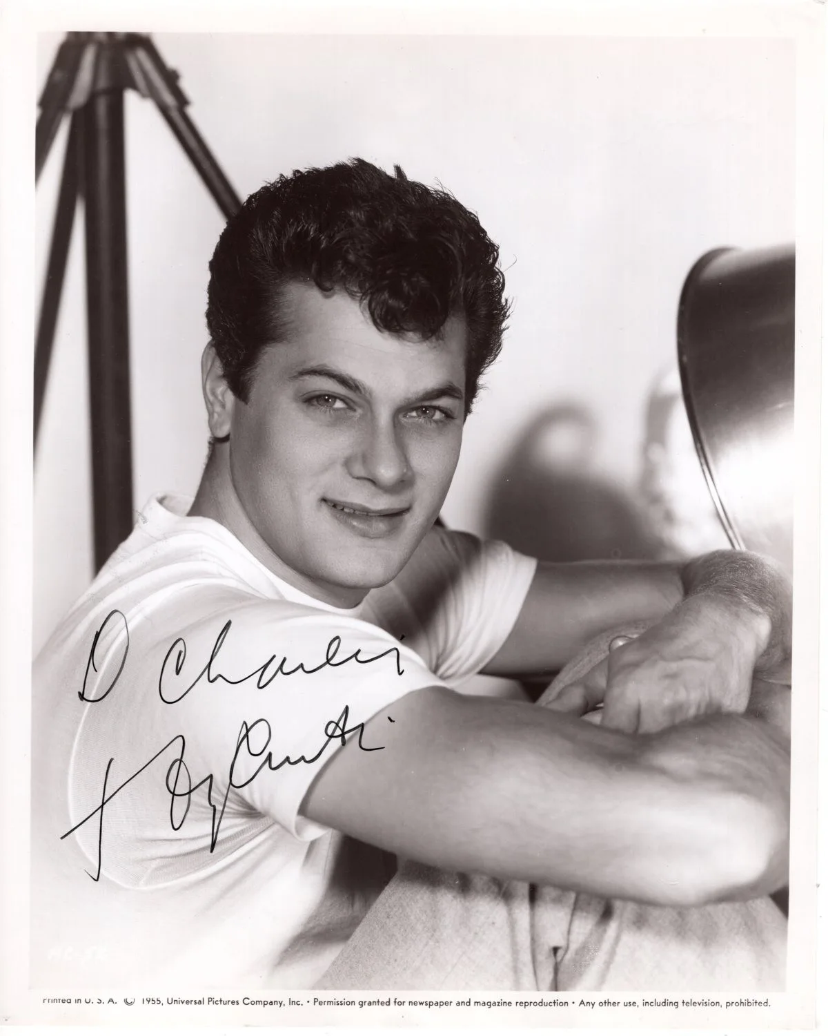Tony Curtis — TONY CURTIS Autographed Signed 8x10 1955 Publicity Photograph - To Charlie