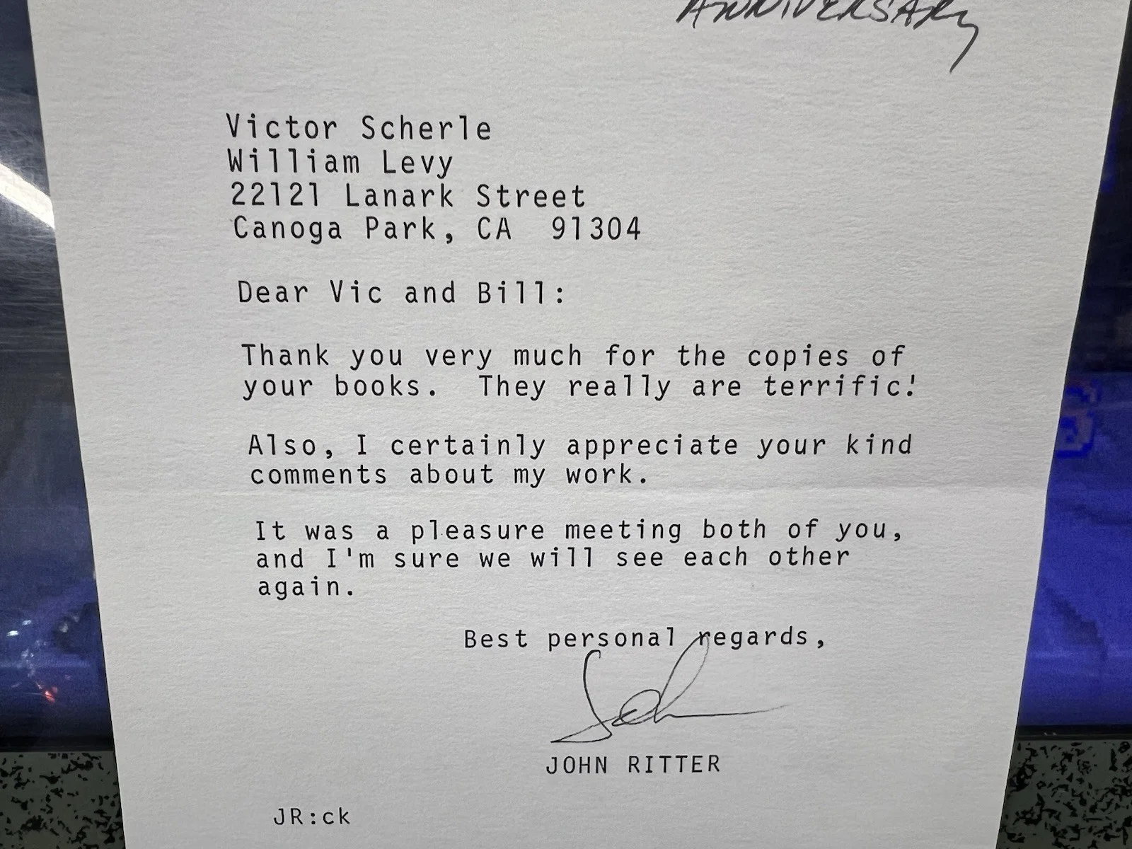 John Ritter — 1979 John Ritter Signed Auto Autographed 5.5x8.5 Letter Letterhead Stationery, изображение 5