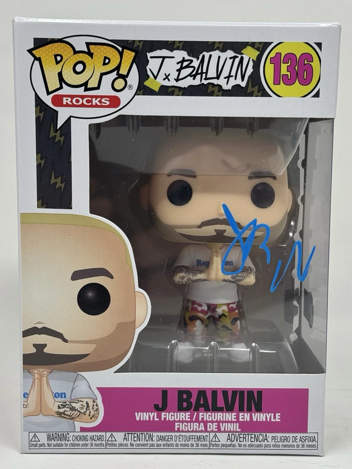 J Balvin Signed Autograph Funko Pop Rocks J Balvin #136 Figure Beckett COA, изображение 2