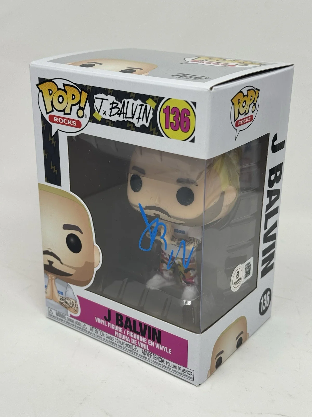 J Balvin Signed Autograph Funko Pop Rocks J Balvin #136 Figure Beckett COA, изображение 3