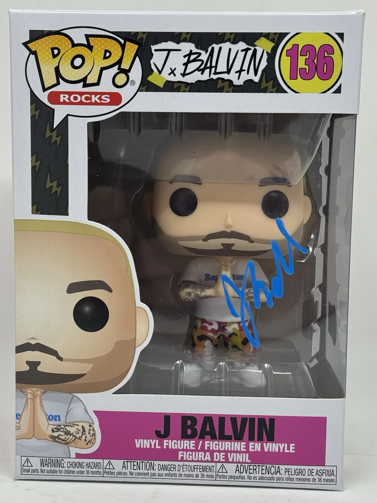 J Balvin Signed Autograph Funko Pop Rocks J Balvin #136 Figure Beckett COA, изображение 2
