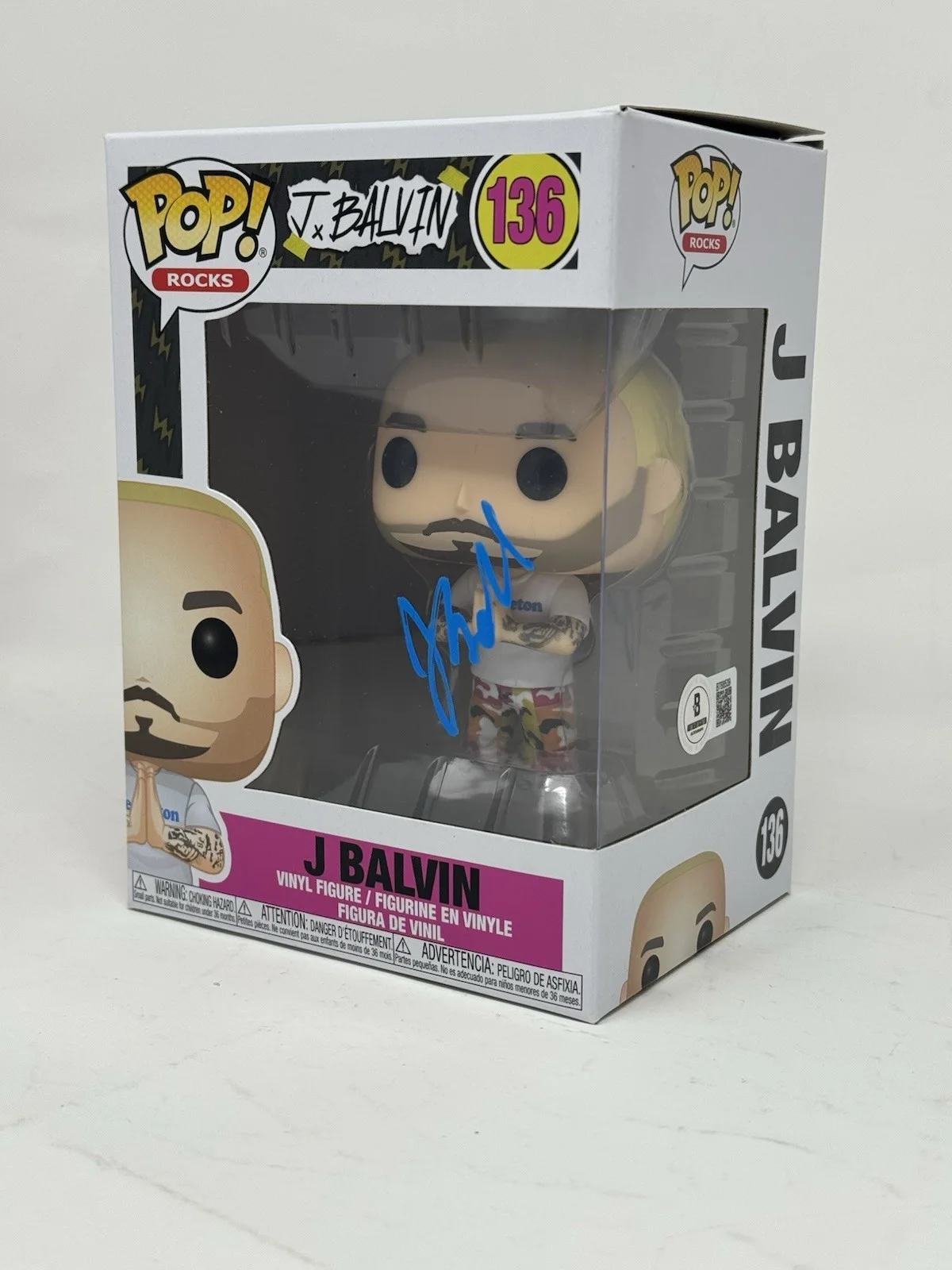 J Balvin Signed Autograph Funko Pop Rocks J Balvin #136 Figure Beckett COA, изображение 3