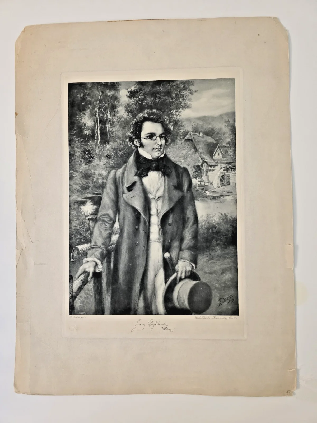 Franz SCHUBERT (Composer) Photogravure by Dietze 19th C Art Print Engraving, изображение 2