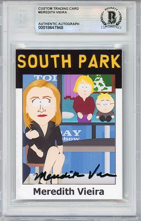 Meredith Vieira — SOUTH PARK -MEREDITH VIEIRA Beckett BAS Signed/Autograph/Auto TV Cartoon Card