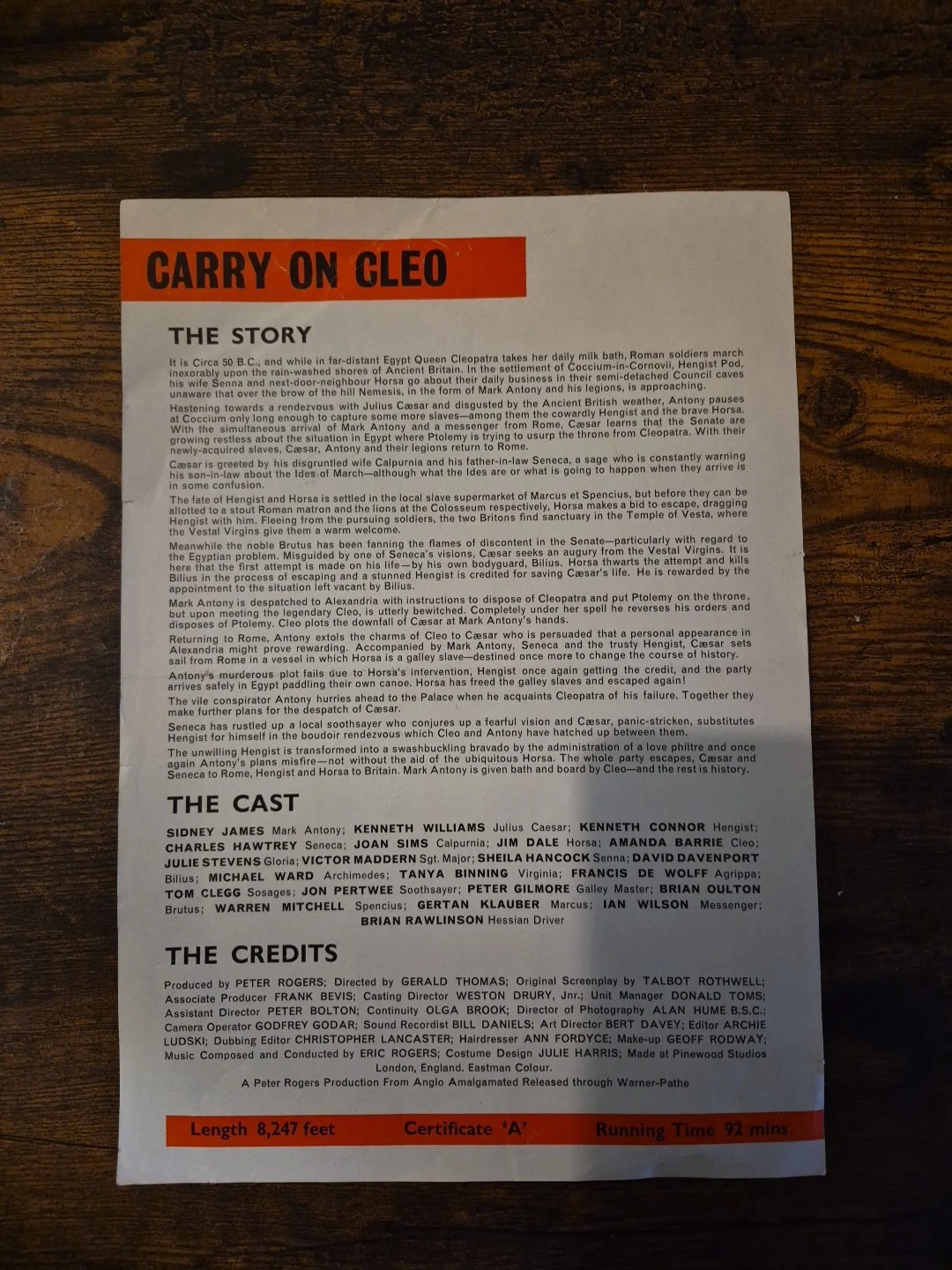 Original 1964 Carry On Cleo film Handbill, изображение 2