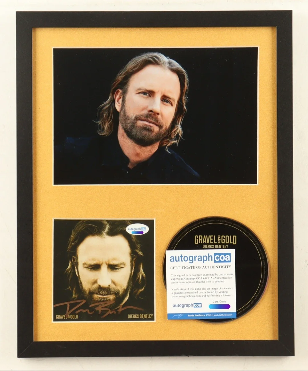 Dierks Bentley Hand Signed Autograph GRAVEL & GOLD 11X14 CD Display Custom Frame, image 2