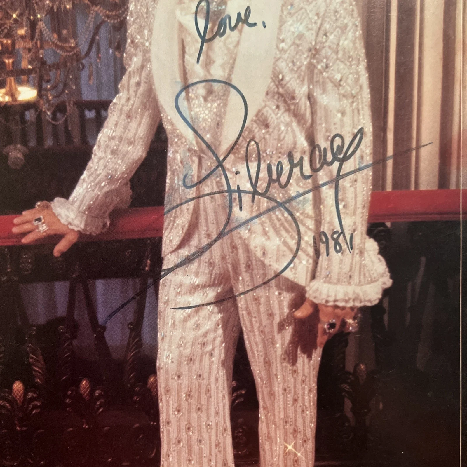 Liberace Autographed Signed Concert Program 1981 w/ Las Vegas Hilton Postcard, image 2
