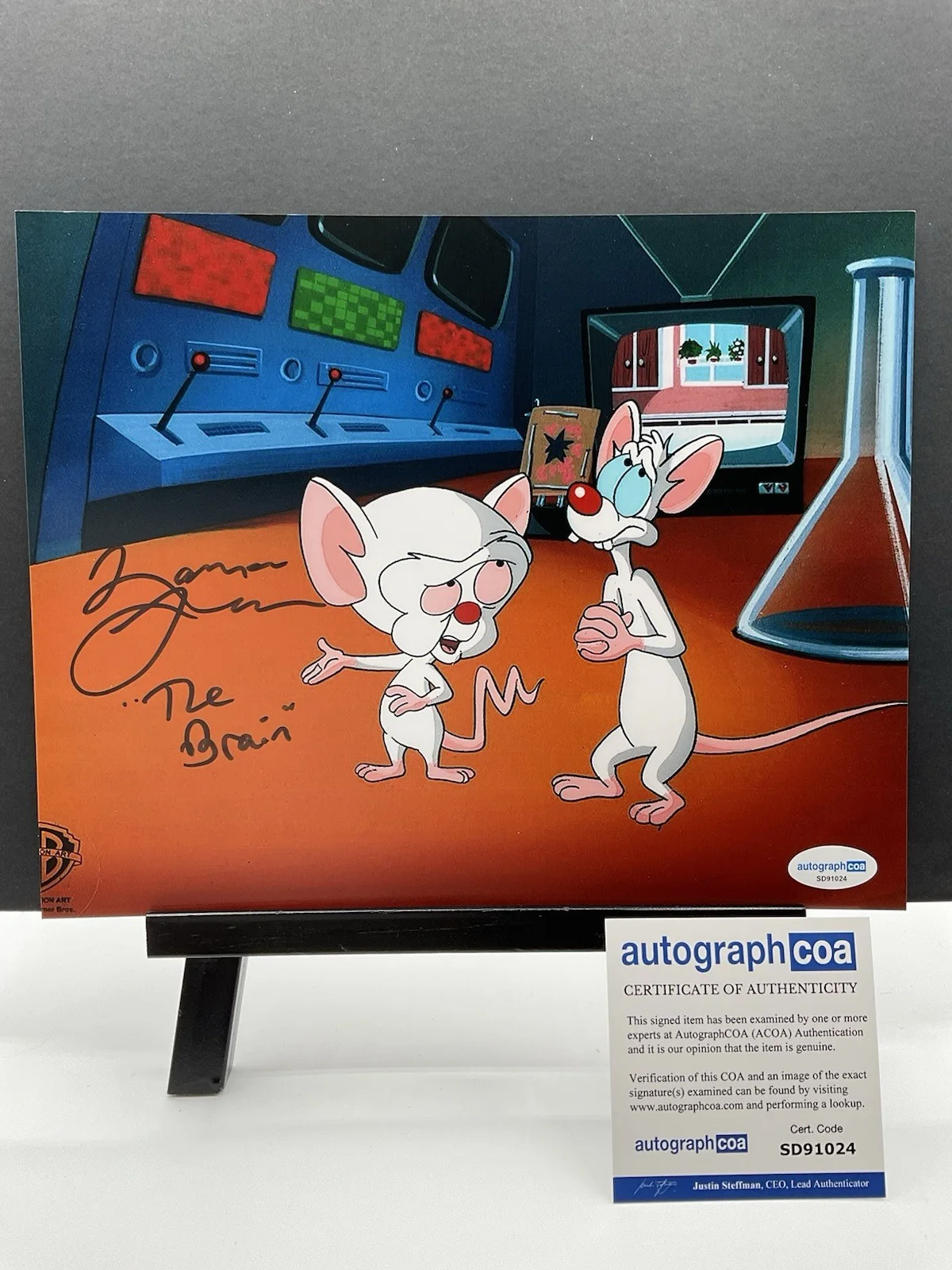 Maurice LaMarche — Maurice LaMarche signed 8x10 Pinky and the Brain signed 8x10 ACOA photo SALE