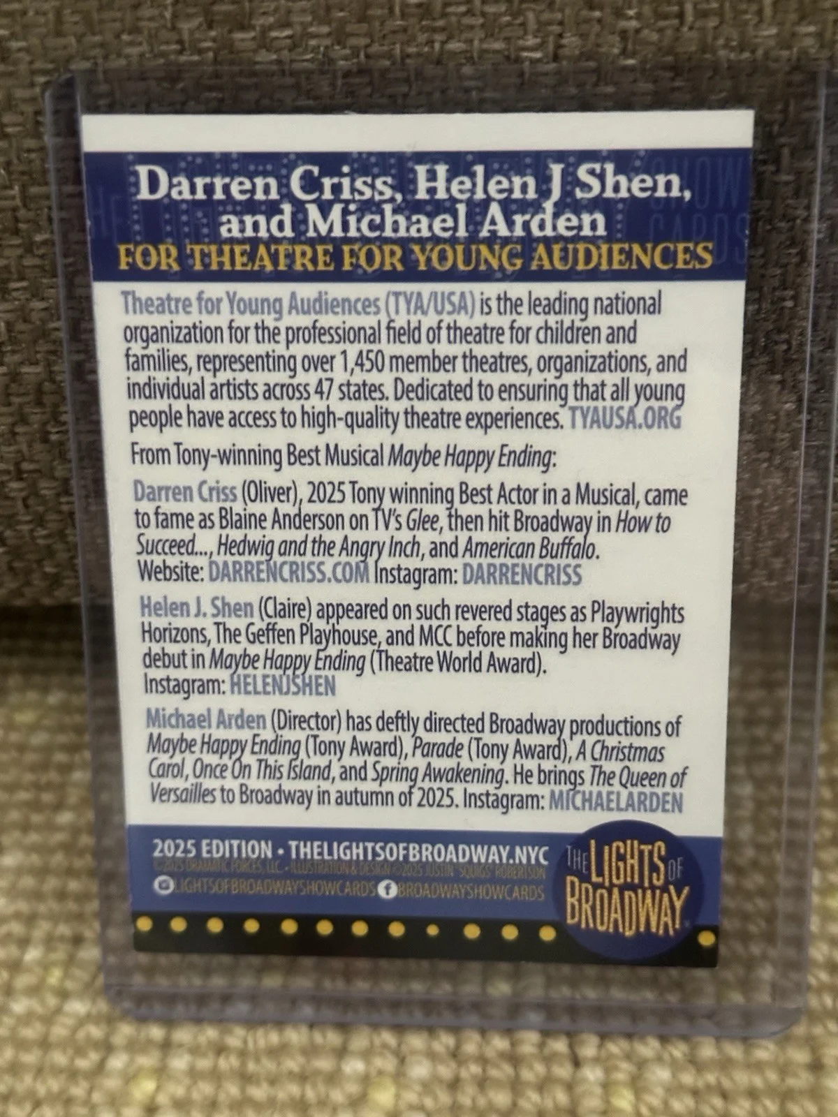Maybe Happy Ending Signed Giving Back Lights Of Broadway Trading Card 2025, изображение 2