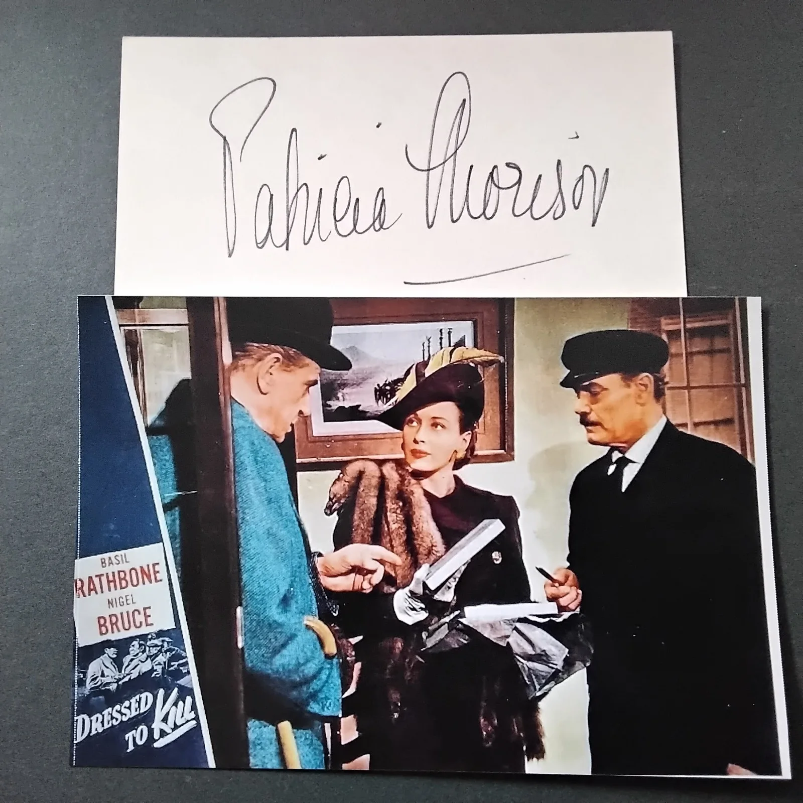 Patricia Morison SIGNED Card Photo 40s Movie TV Actress Dressed to Kill Dr Death, изображение 2