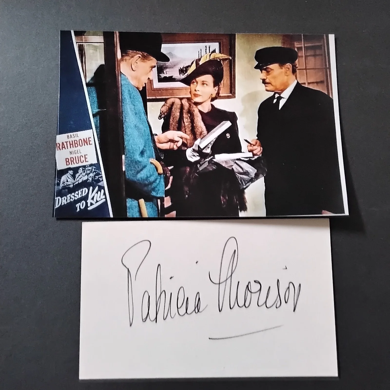 Patricia Morison SIGNED Card Photo 40s Movie TV Actress Dressed to Kill Dr Death, изображение 3