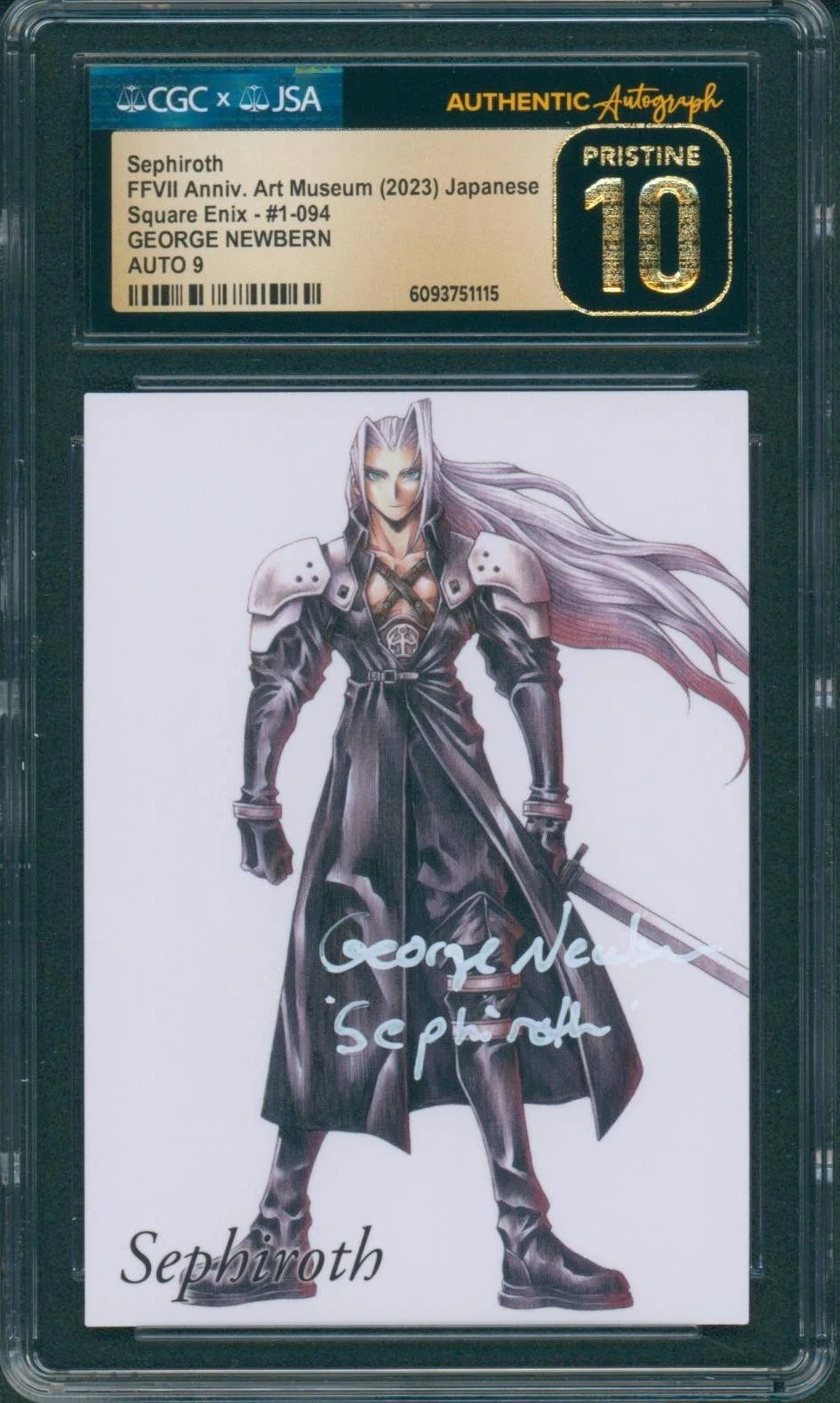 George Newbern — George Newbern Signed Card Final Fantasy 7 Sephiroth Pristine 10 CGC x JSA SLAB