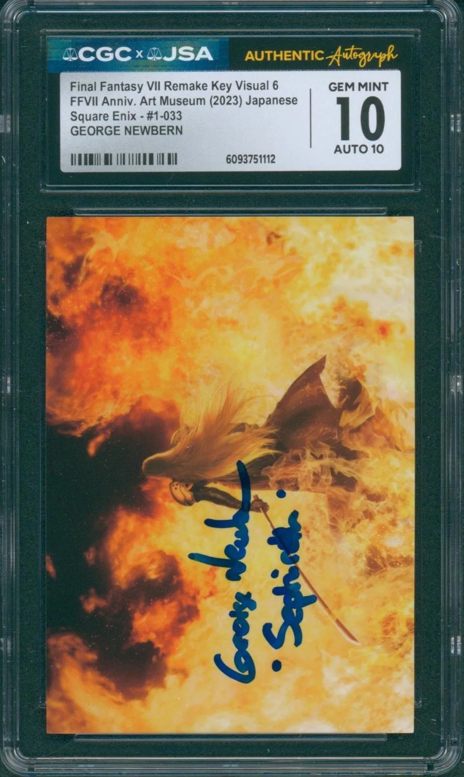 George Newbern — George Newbern Signed Card Final Fantasy 7 Sephiroth Gem Mint 10 CGC x JSA SLAB