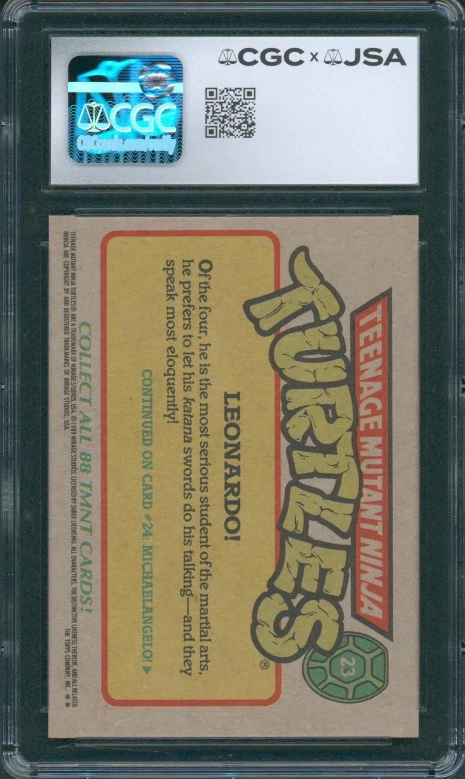 Cam Clarke — Cam Clarke Signed Card Teenage Mutant Ninja Turtles Leonardo Auto CGC x JSA SLAB, image 2