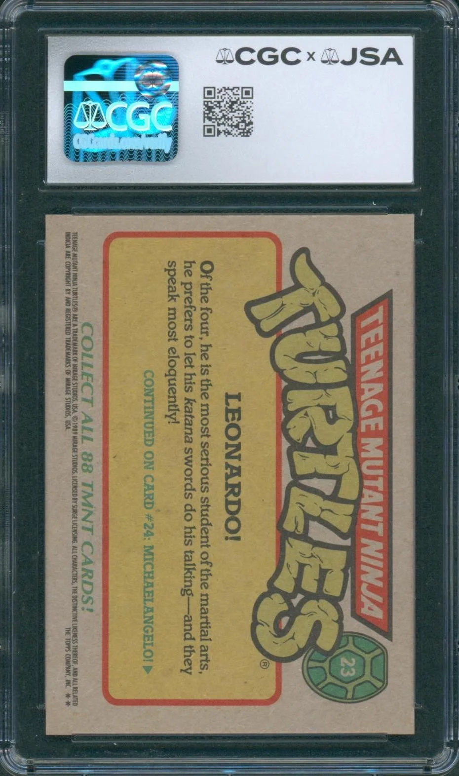 Cam Clarke — Cam Clarke Signed Card Teenage Mutant Ninja Turtles Leonardo Auto CGC x JSA SLAB, изображение 2