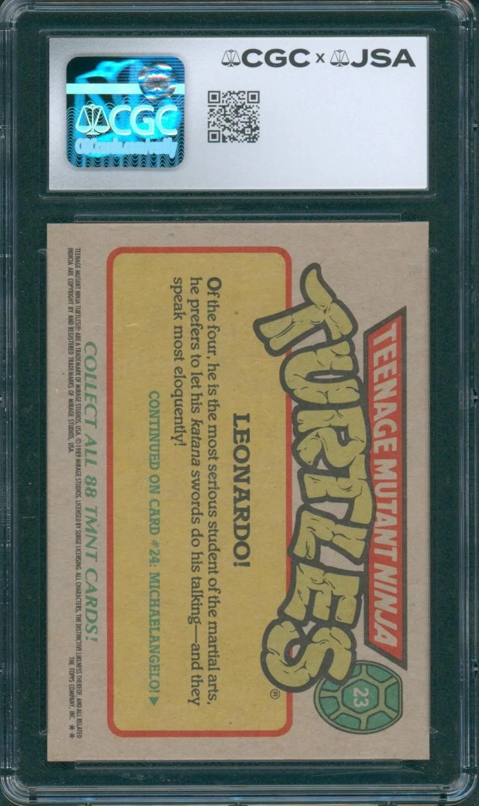 Cam Clarke — Cam Clarke Signed Card Teenage Mutant Ninja Turtles Leonardo Auto CGC x JSA SLAB, image 2