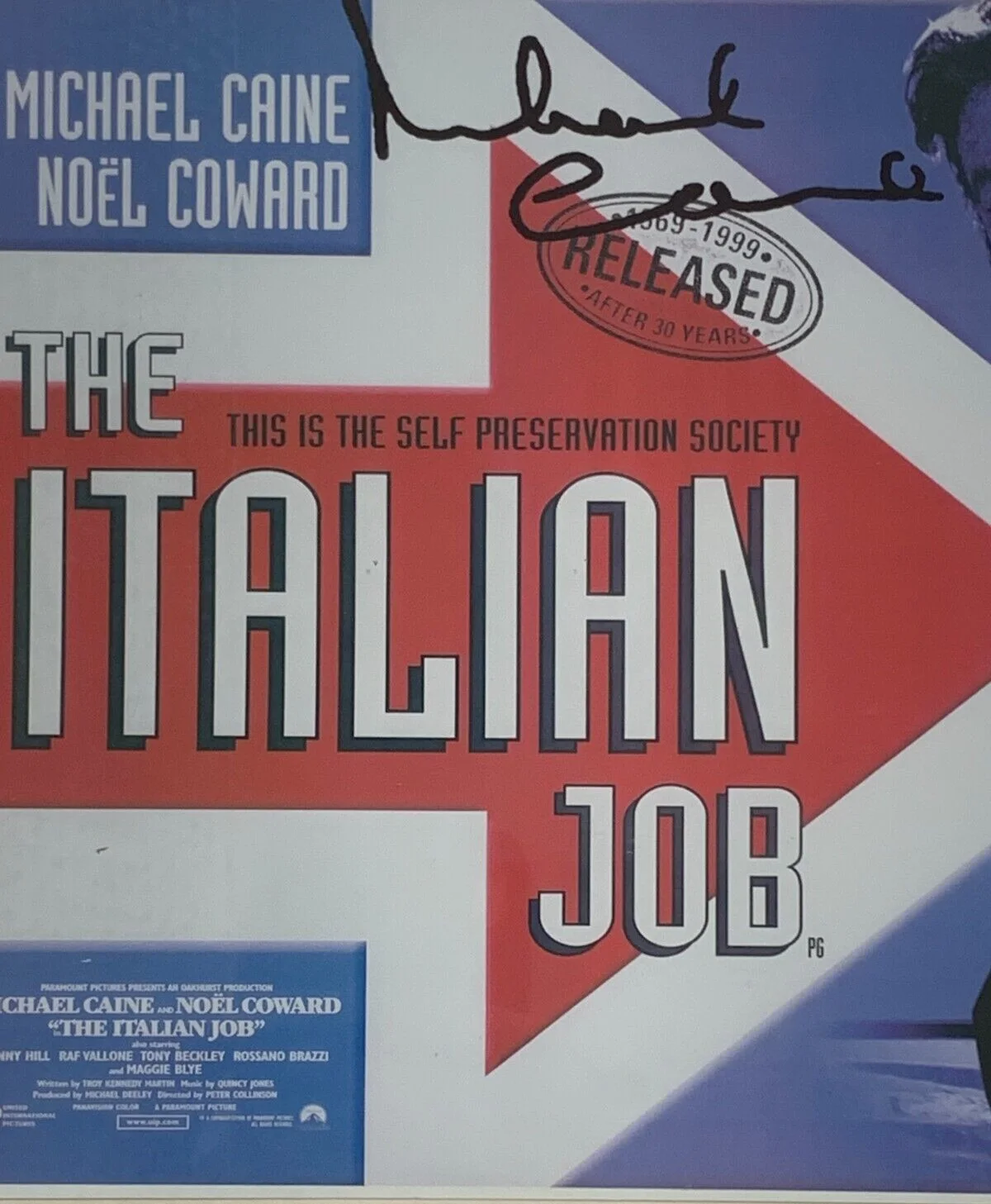 Michael Caine The Italian Job Signed In Print Framed Ready to Hang, image 3