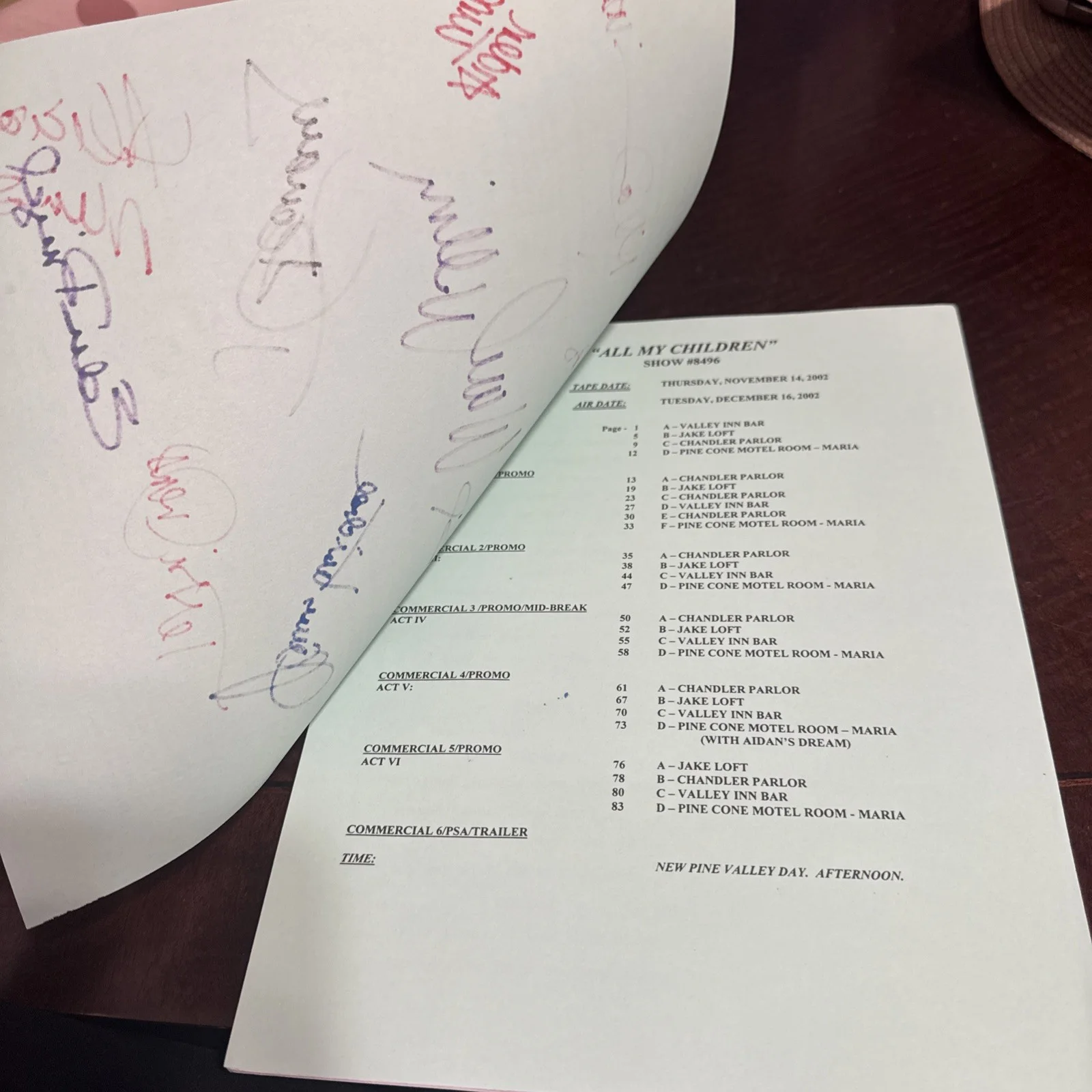Susan Lucci, Eva LaRue Kim Delaney David Canary Cady McClain more — All My Children Cast Signed Full Script Show 8496 2002 ABC, image 2