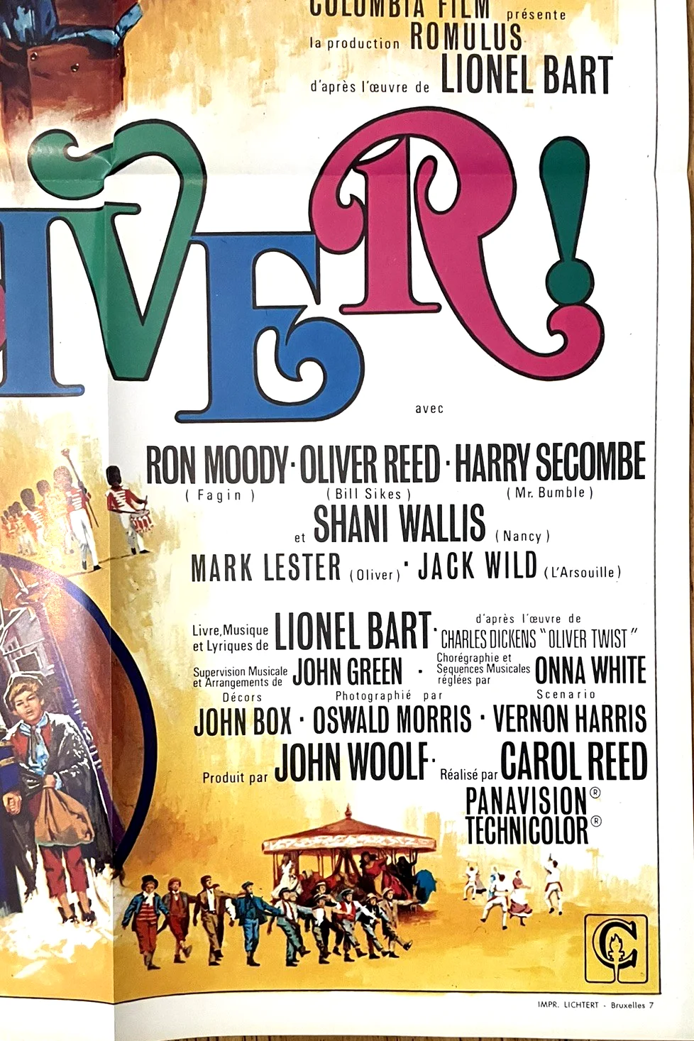 Oliver! Original 1968 Belgian Film Poster Musical Oliver Reed Ron Moody, изображение 3