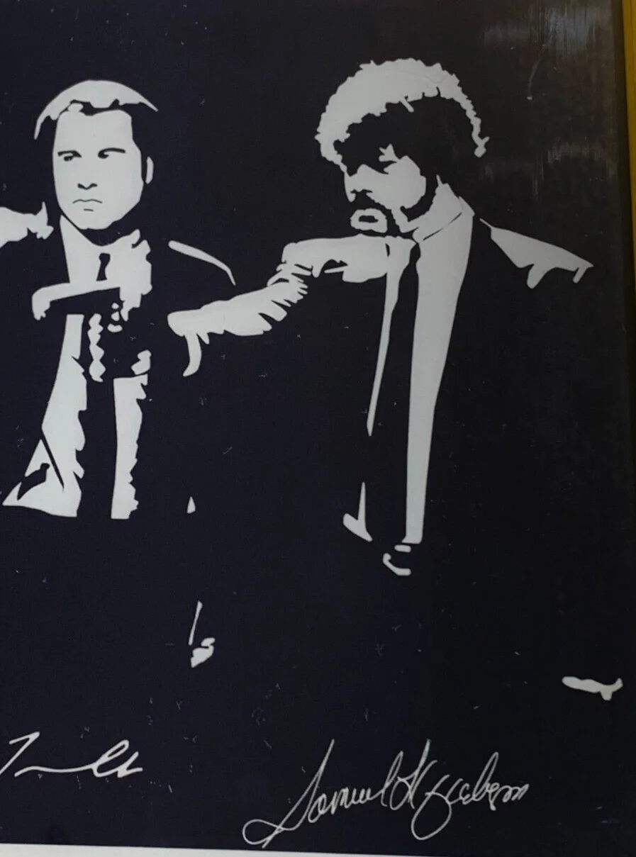 Pulp Fiction John Travolta Samuel Jackson Signed In Print Framed Ready to Hang, image 5