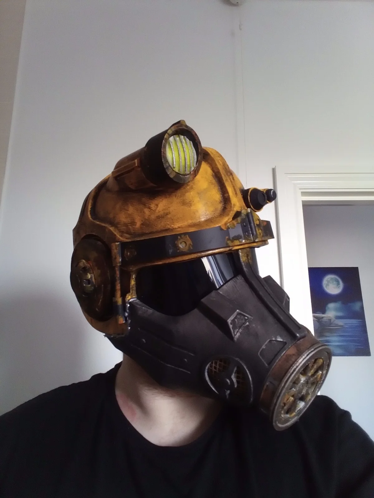 Fallout Combat Armor Helmet with gas mask attachment 3d printed Prop, image 3