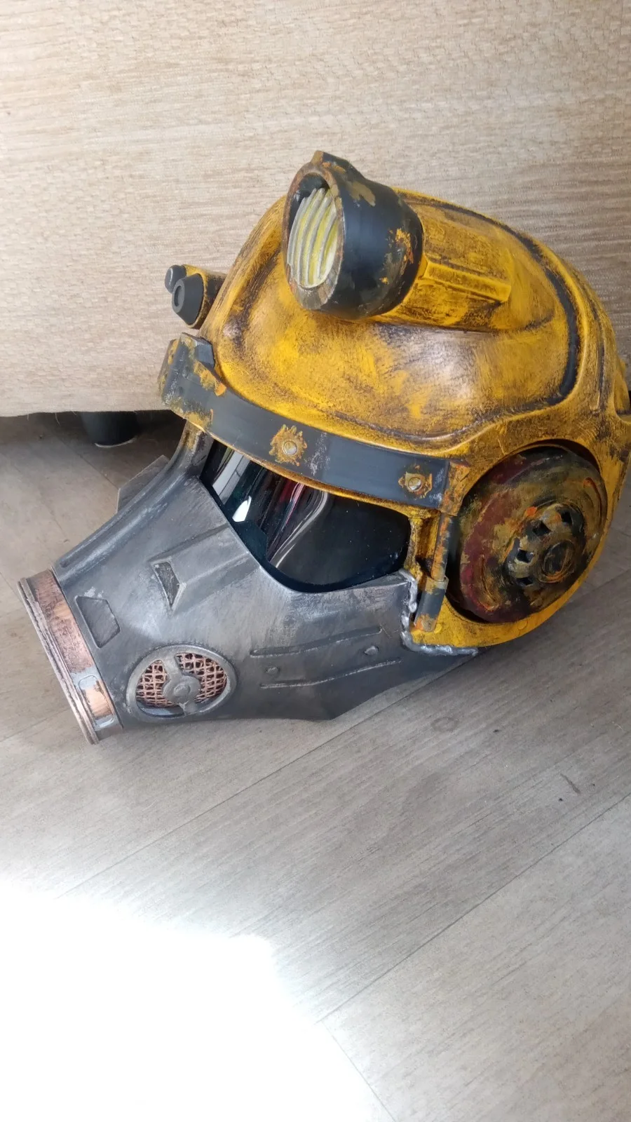 Fallout Combat Armor Helmet with gas mask attachment 3d printed Prop, image 5