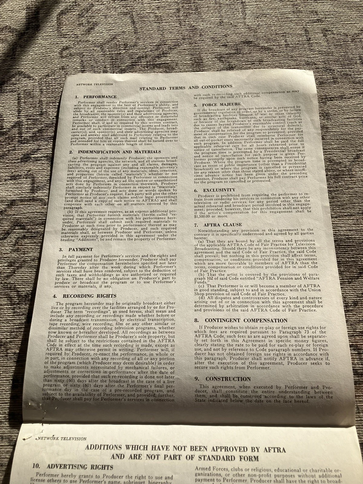Larry Storch — 1979 MACY'S THANKSGIVING DAY PARADE CONTRACT - LARRY STORCH SIGNED F TROOP, image 3